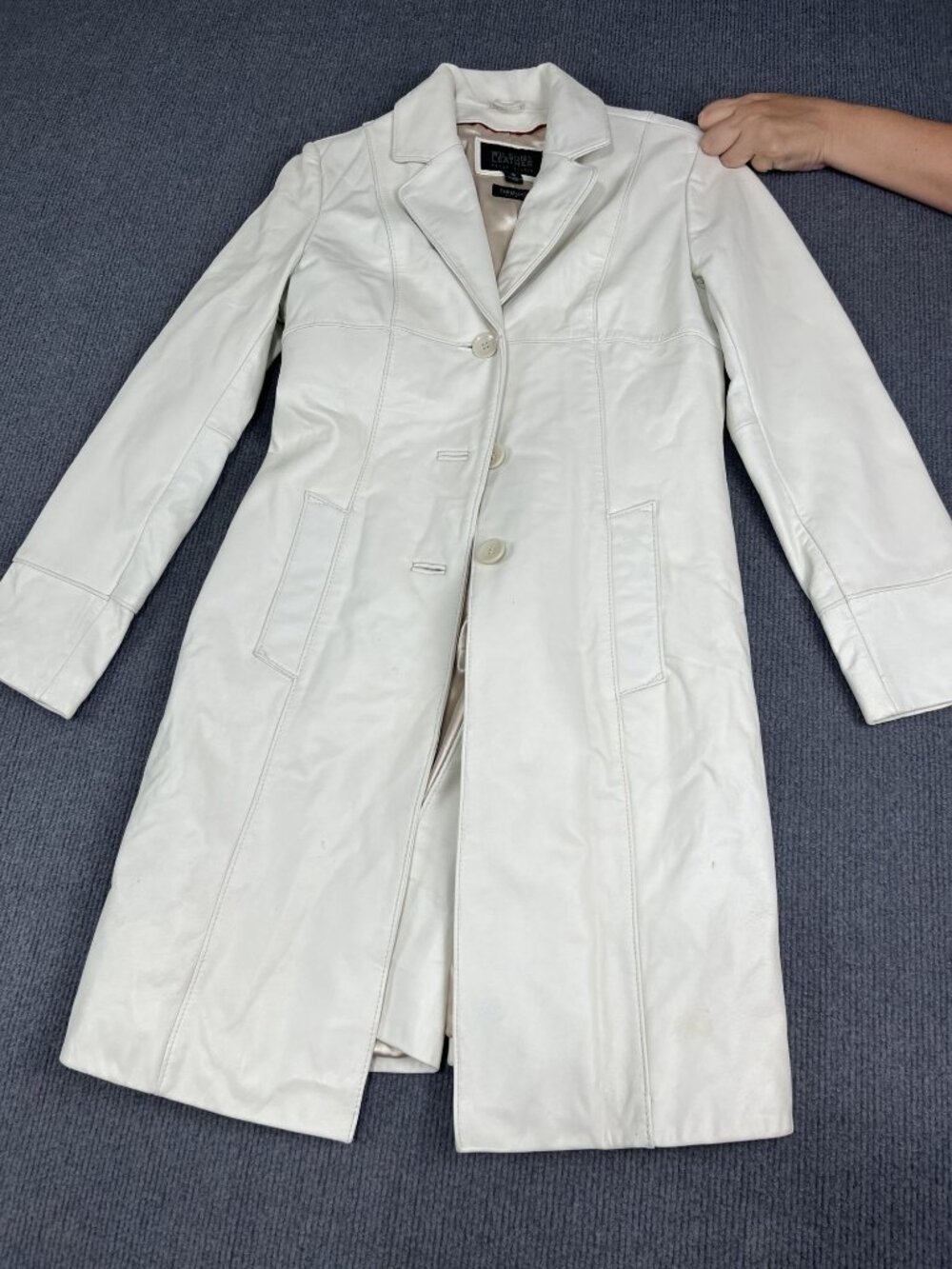 Wilsons Leather Womens White Leather Long Coat S